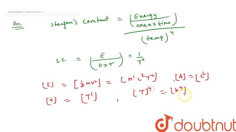 The dimension formula of Stefan's constant is………… . - YouTube