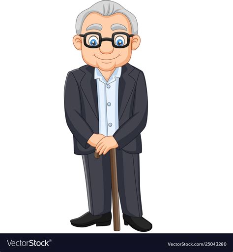 Cartoon senior elderly old man Royalty Free Vector Image