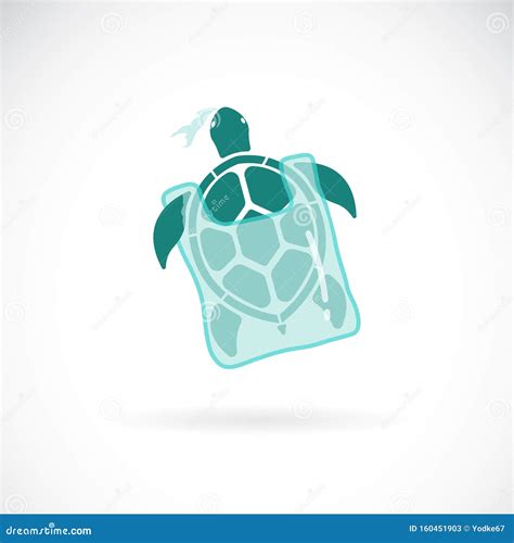 Vector of Turtle Trapped in a Plastic Bag on White Background., Wild Animals. Underwater Animal ...