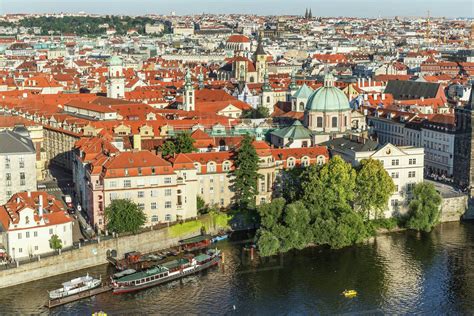 Aerial view of Prague cityscape, Prague, Czech Republic - Stock Photo ...