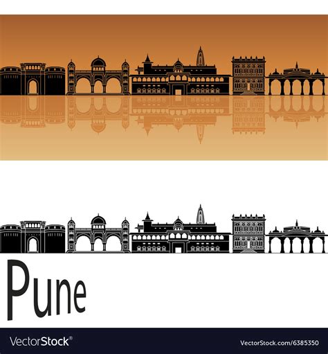 Pune skyline in orange Royalty Free Vector Image