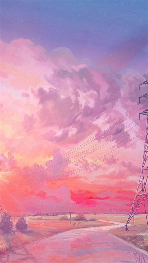 az42-arseniy-chebynkin-sunset-illustration-art-pink | Landscape wallpaper, Anime scenery ...