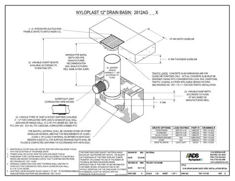 Documents - 12" Drain Basin Quick Spec Installation Nyloplast Detail