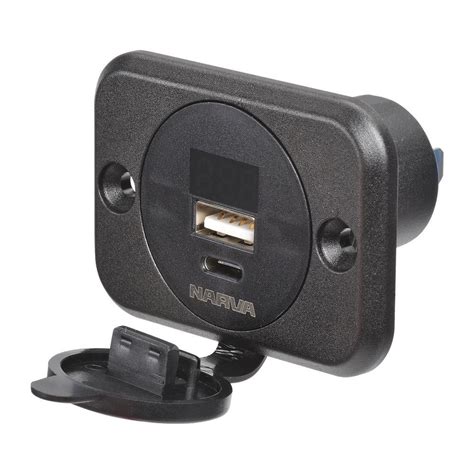 Narva Heavy-Duty USB/USB-C Socket with Volt/Amp Meter - Nold Trading ...