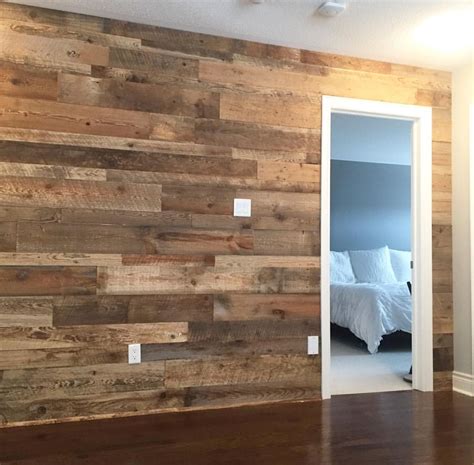 Brown barn board for this feature wall! #barnboard #featurewall #woodworking #wood #gta #toronto ...