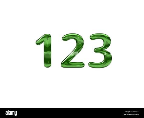 Green Number 123 isolated white background Stock Photo - Alamy