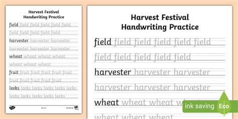 Harvest Festival Handwriting Practice,harvest handwriting