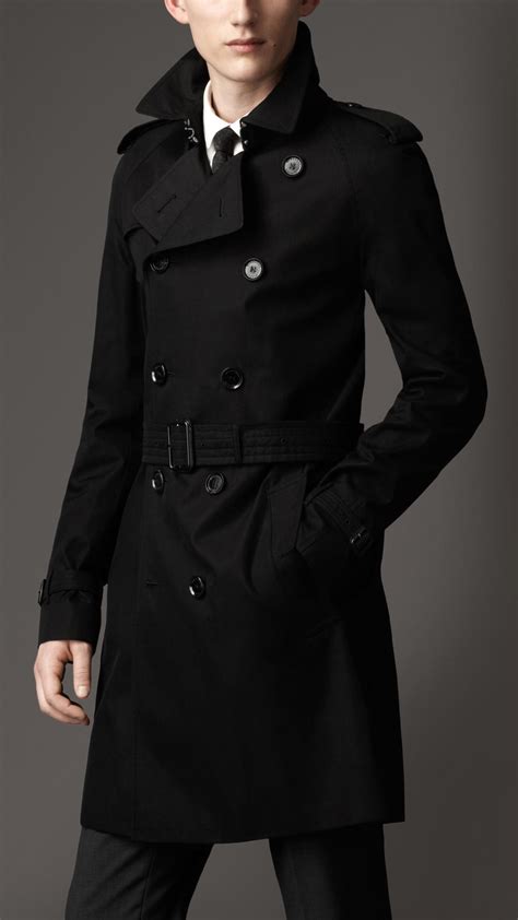 Lyst - Burberry Midlength Cotton Gabardine Raglan Trench Coat in Black ...