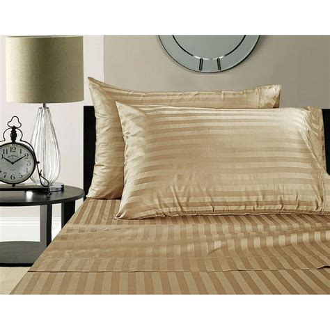 1800 Series Brused Microfiber Split Queen Sheet Set For Adjustable Beds - Stripe Beige by The ...