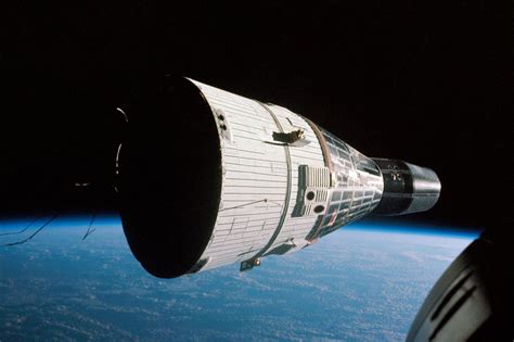 A view of Gemini 7 following the first successful rendezvous by Gemini ...