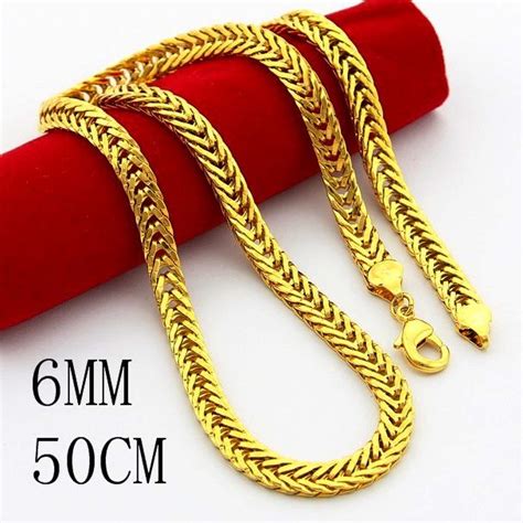2019 Plated 24K Gold Chain Necklace Fashion Men Jewelry Classic Personalized Christmas Gifts ...