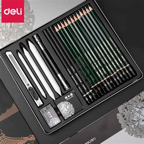 DELI Professional Sketch Pencils Set Sketching Art Set Charcoal Pencils Art Painting Drawing ...