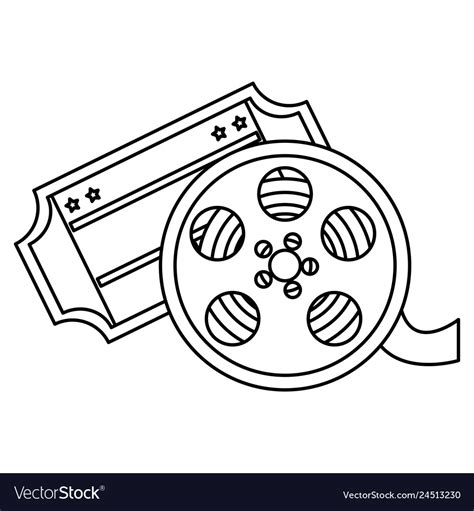 Video reel with cinema ticket Royalty Free Vector Image