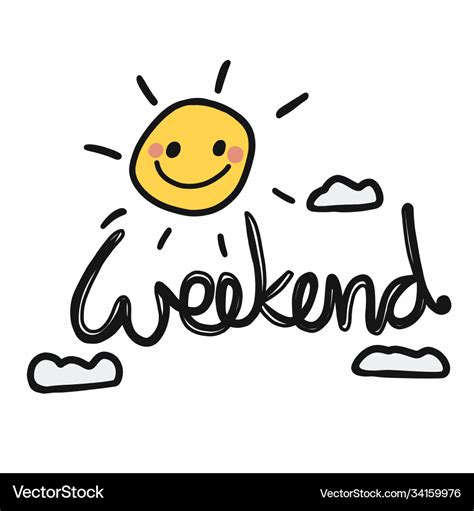 Weekend sun smile on sky cartoon Royalty Free Vector Image