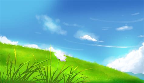 ArtStation - Grassy hill anime background