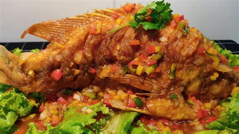 Cá Điêu Hồng Chiên Giòn Sốt Xí Muội (Deep-Fried Red Mackerel Fish With ...