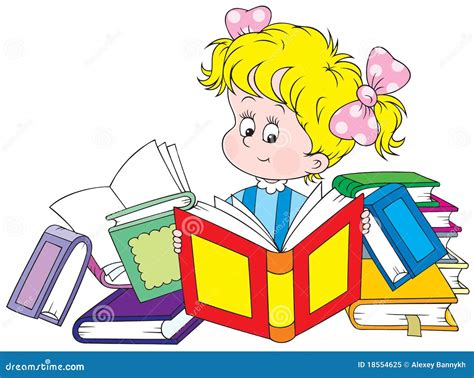 Reading girl stock vector. Image of toddler, young, library - 18554625