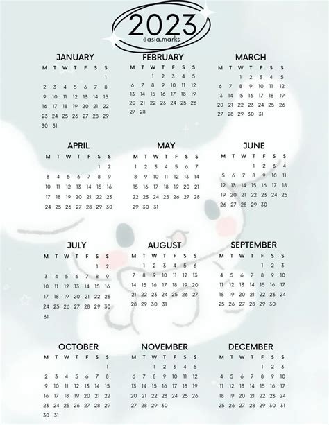 sanrio cinnamoroll calendar 2023 | Ideas de calendario, Diseño de ...