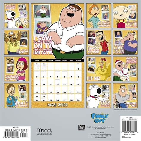 Family Guy Wall Calendar 2023 - Printable Word Searches