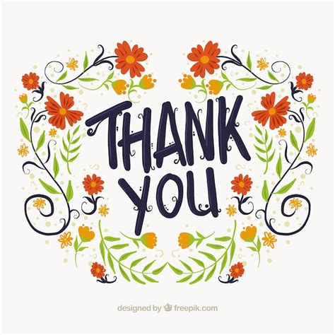 Thank you floral background Vector | Free Download