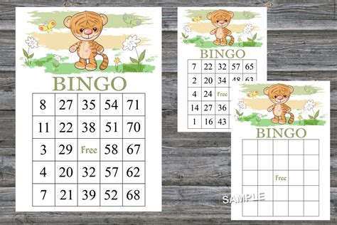 Cute Tiger bingo game,Tiger bingo card,birthday bingo games,60 ...