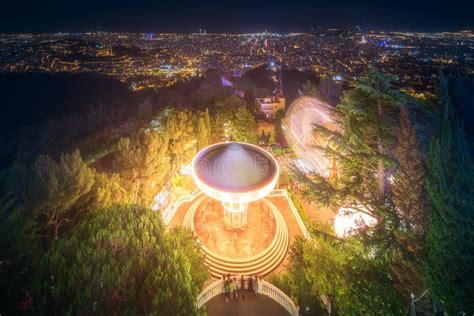 Barcelona Night View from Tibidabo Mountain Stock Image - Image of cloud, cityscape: 115653871