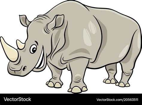 Funny rhinoceros animal cartoon character Vector Image