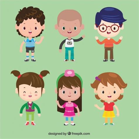 Premium Vector | Set of beautiful children characters | Kid character, Beautiful children ...