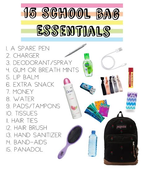 15 School Bag Essentials | School bag essentials, School survival, High ...