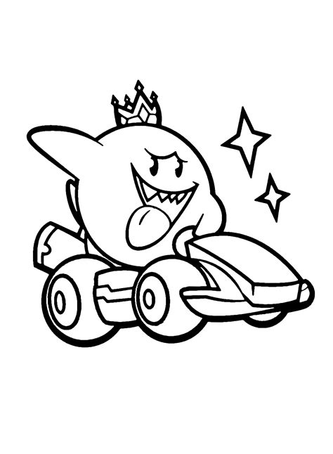 King Boo with Car Coloring Page - Free Printable Coloring Pages