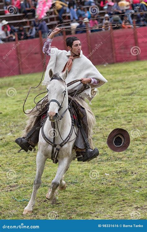 Cowboy Rides His Horse while Throws Lasso Editorial Photo - Image of ...