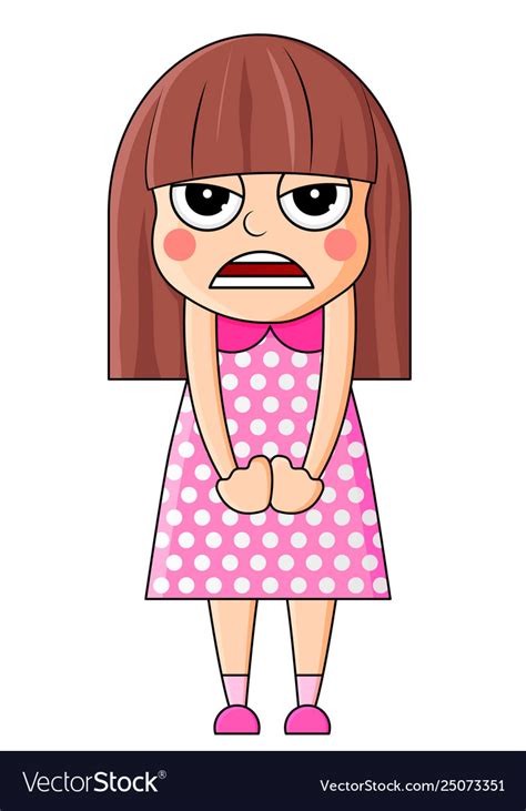 Cute cartoon girl with angry emotions Royalty Free Vector