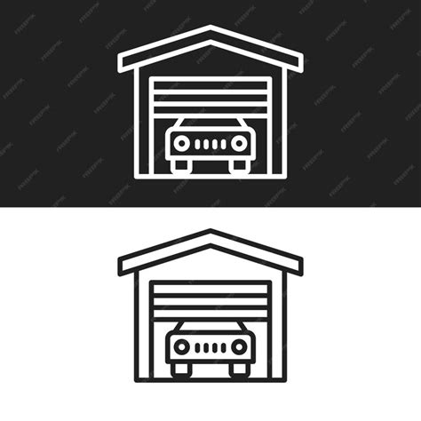 Premium Vector | Garage icon black and white version design template