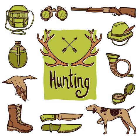 Free Vector | Hunting Icons Set