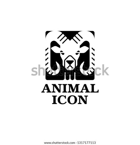 Ram Head Logo Template Black White Stock Vector (Royalty Free ...