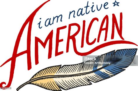 Native American Flag Old Labels Or Badges Engraved Hand Drawn In Old ...