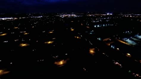 Stock Video Clip of Aerial night view of residential suburban neighborhood | Shutterstock