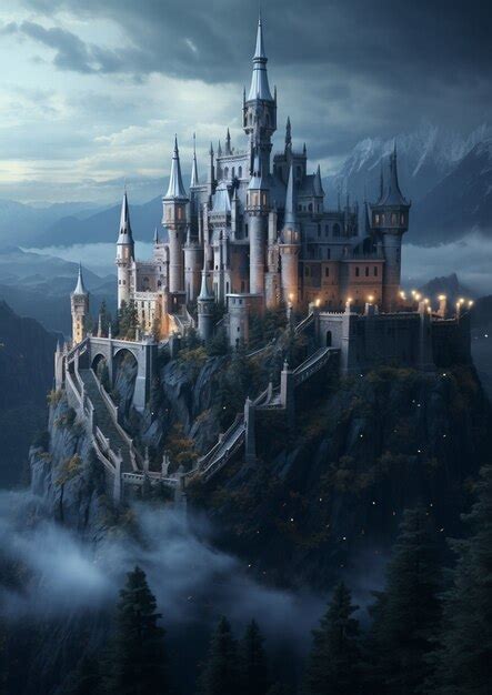 Free AI Image | View of castle at night with scary atmosphere