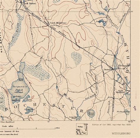 Middleboro, MA Restored Vintage Map - Etsy