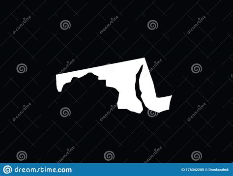 Maryland Outline Map State Shape USA America Borders Stock Illustration ...