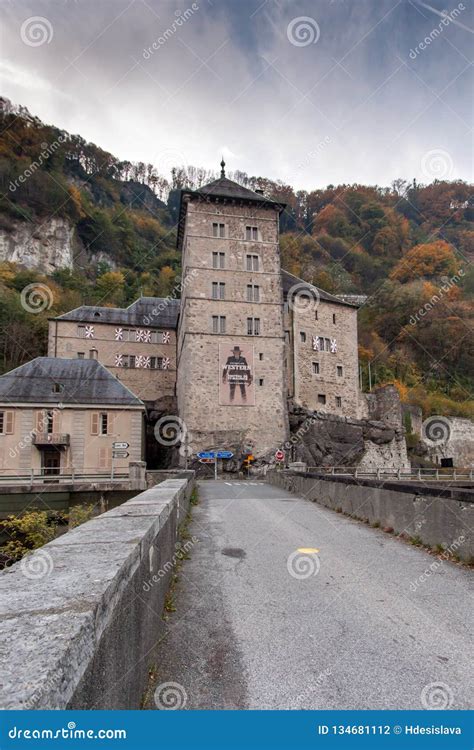 Frontal View of St. Maurice History Fortress, Switzerland Editorial ...