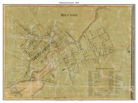 Milford Downtown, Delaware 1859 Old Town Map Custom Print - Kent Co. - OLD MAPS