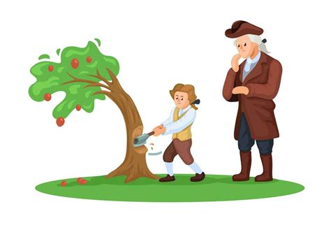 George Washington Cutting Cherry Trees With His Father. First President Of The United States ...