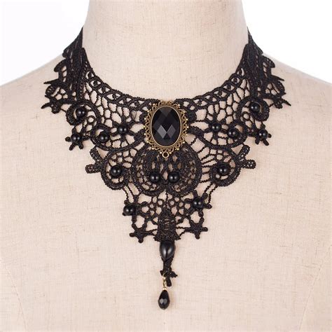 KISSWIFE Fashion Necklaces Beauty Girl Handmade Jewerly Gothic Retro Vintage Lace Necklace ...