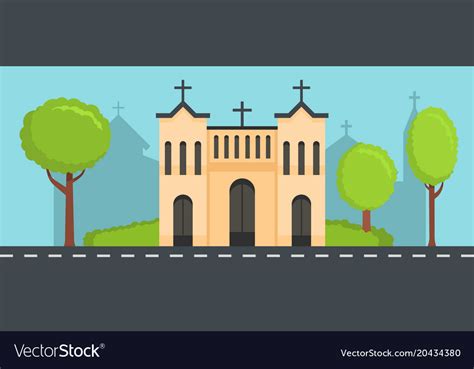 Church with cross banner flat style Royalty Free Vector