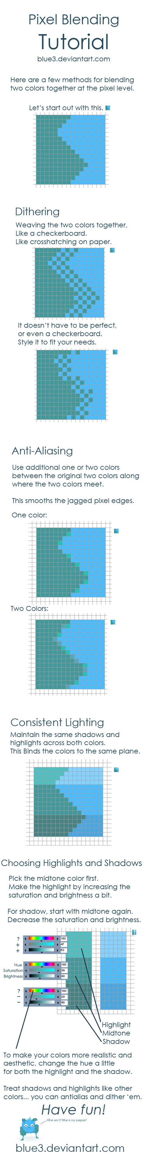 Pixel Blending + Shading Tips by BluE3 on DeviantArt | Pixel art games ...