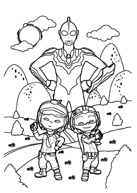 Ultraman and Kids coloring page - Download, Print or Color Online for Free