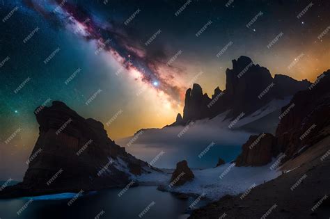 Premium AI Image | A night sky with the milky way above the mountains