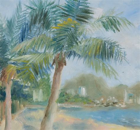 Original oil painting Beach and palm trees. A | Etsy