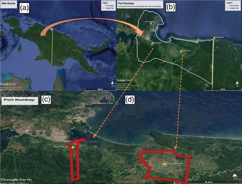 Indonesia–PNG border and two case study areas. Notes: (a) Indonesia–PNG ...